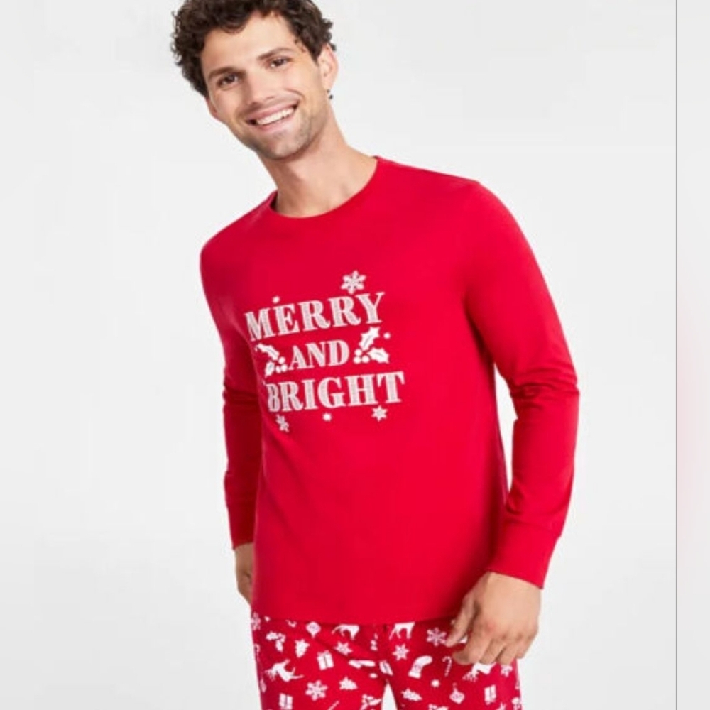 Macy's Large Men's Family Pj's Merry And Bright NWT